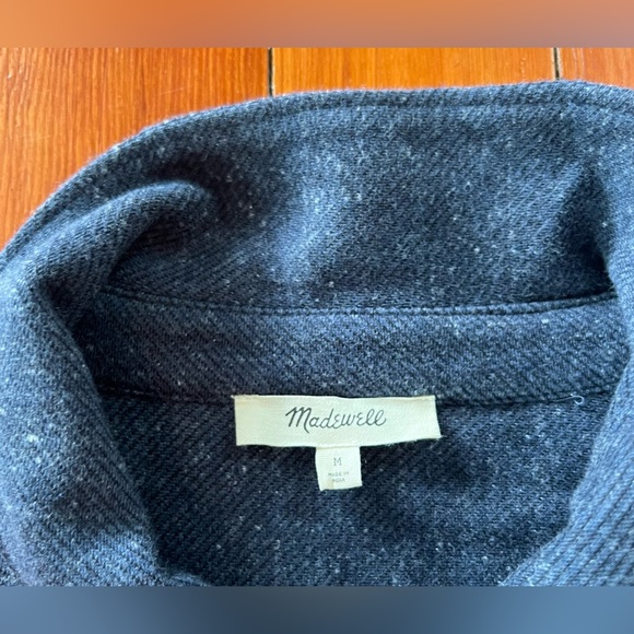 NWOT Madewell Men's Dark Blue Donegal Twill Long Sleeve Button-Up Shirt Medium - Picture 9 of 11